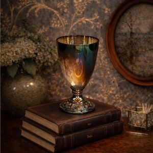 Vintage Silver Plated Goblet Pedestal Cup Iridescent Patina Unmarked